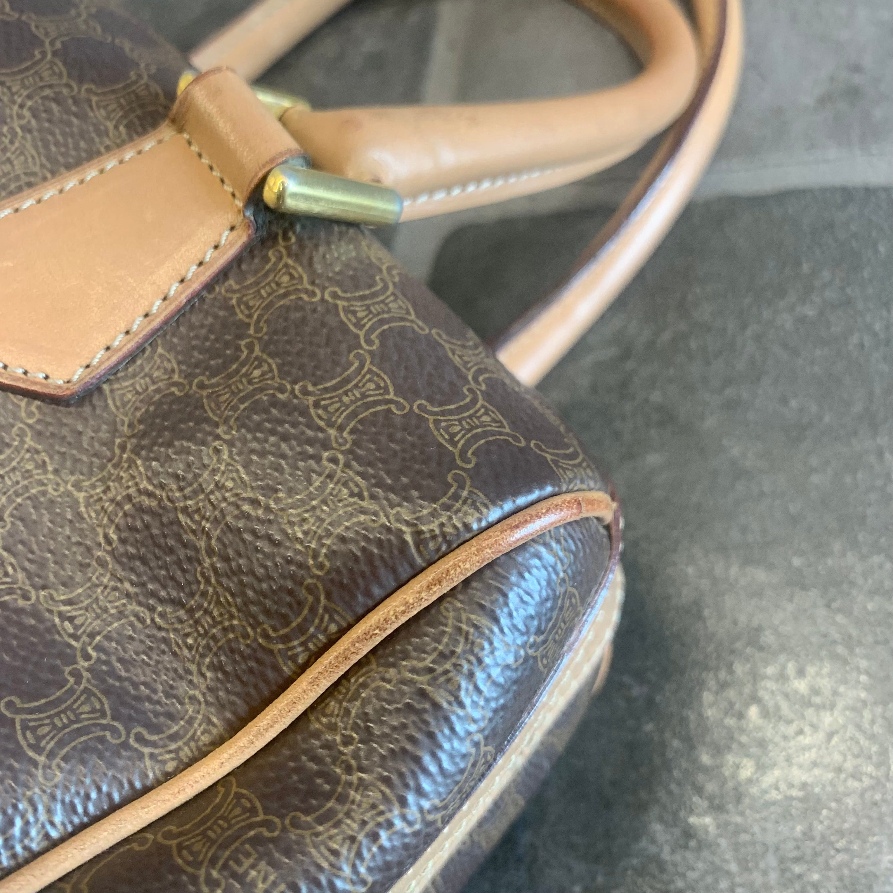 CELINE マカダム PVC/レザー ミニボストンバッグ