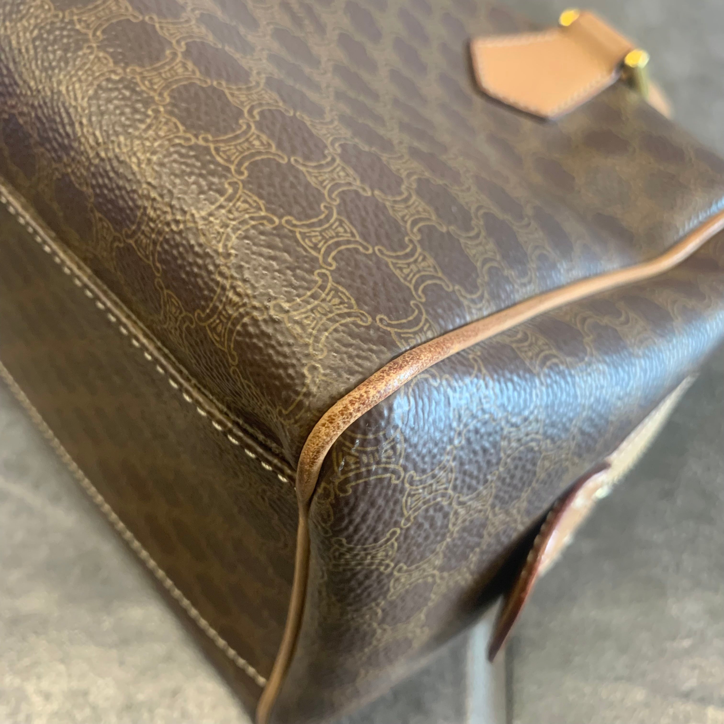 CELINE マカダム PVC/レザー ミニボストンバッグ