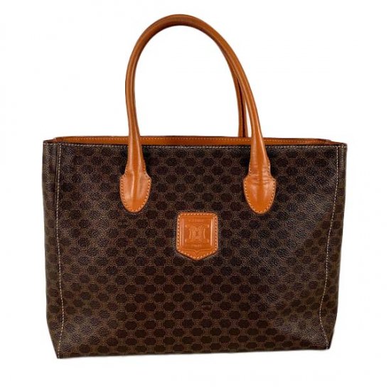 CELINE セリーヌ マカダム柄 PVC/レザー トートバッグ 