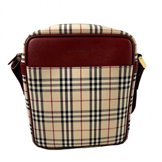 BURBERRY バーバリー チェック柄 キャンバス/レザー ショルダーバッグ