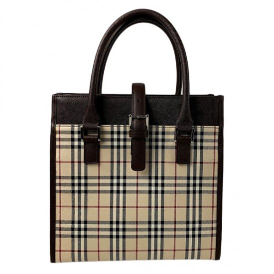 BURBERRY バーバリー バーバリー チェック柄 キャンバス/レザー ハンドバッグ