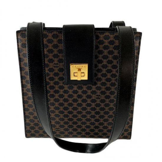 CELINE セリーヌ マカダム柄 PVC/レザー セミショルダーバッグ