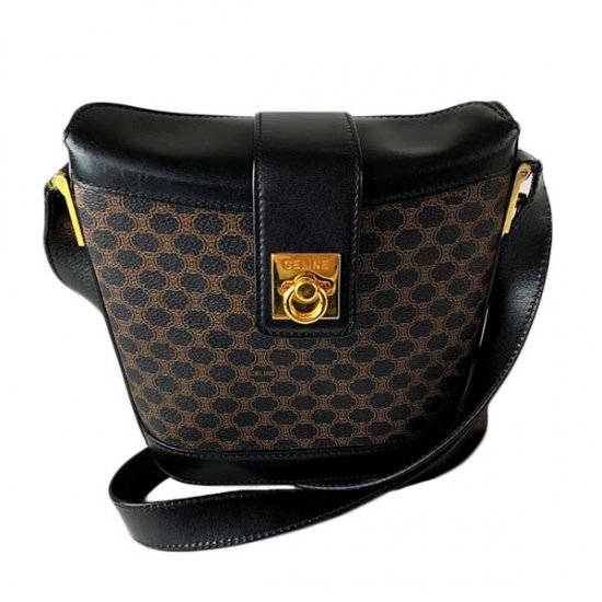 CELINE セリーヌ マカダム柄 PVC/レザー ショルダーバッグ