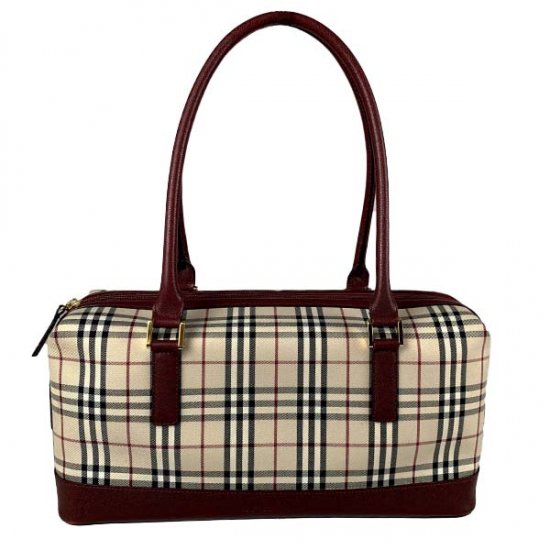 BURBERRY バーバリー チェック柄 キャンバス/レザー ショルダーバッグ