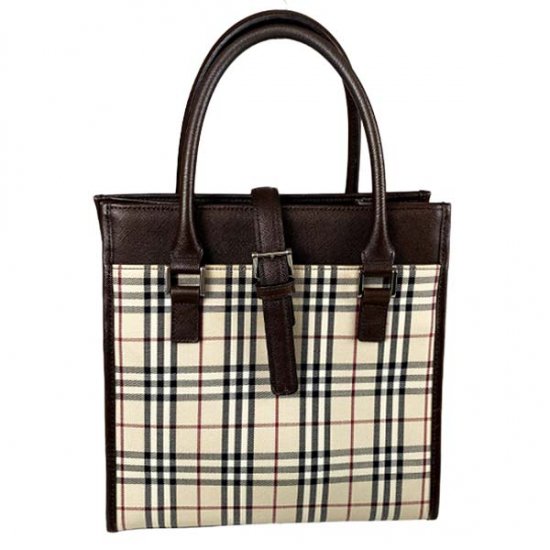 BURBERRY バーバリー チェック柄 キャンバス/レザー ハンドバッグ