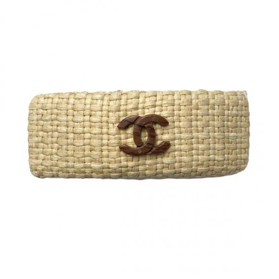 CHANEL シャネル ココマーク ストロー/レザー バレッタ