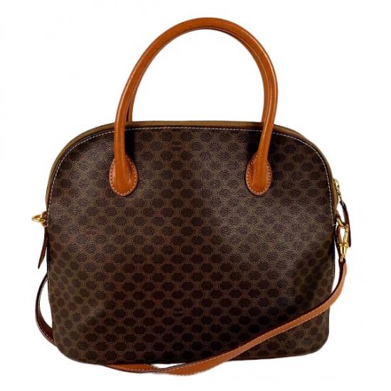CELINE セリーヌ マカダム柄 ボリード型 PVC/レザー 2wayバッグ