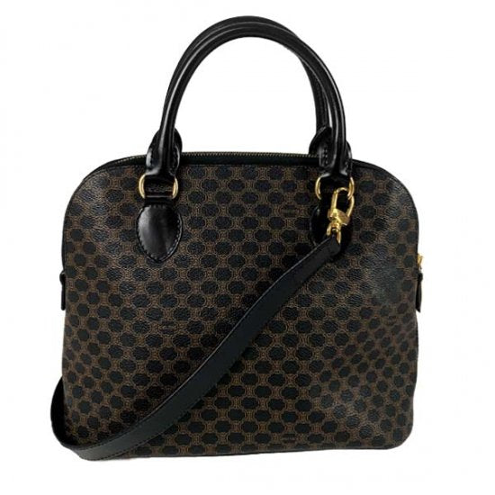 CELINE セリーヌ マカダム柄 ボリード型 PVC/レザー 2wayバッグ 