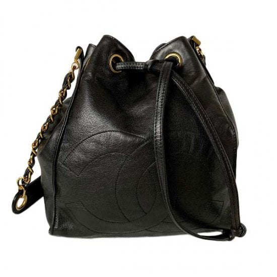 CHANEL シャネル ココマーク ラムスキン 巾着チェーンショルダーバッグ