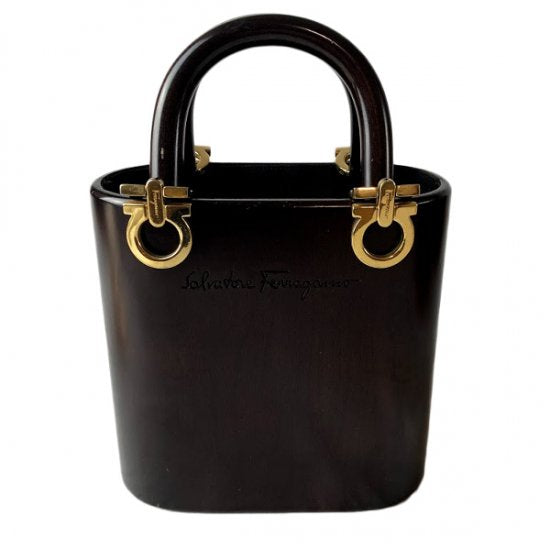 Salvatore Ferragamo フェラガモ ガンチーニ ウッド ハンドバッグ