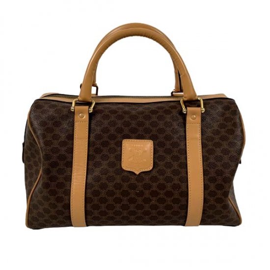 CELINE セリーヌ マカダム柄 PVC/レザー ボストンバッグ