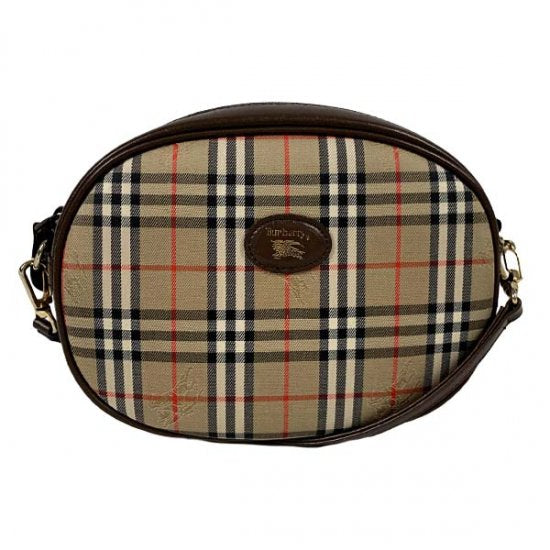 BURBERRY バーバリー チェック柄 キャンバス/レザー ショルダーバッグ