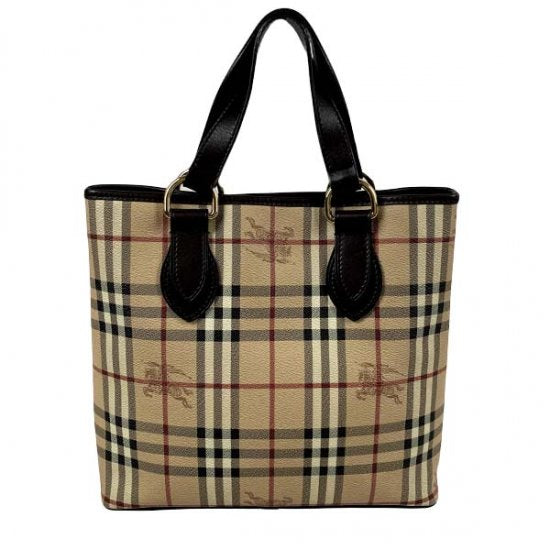 BURBERRY バーバリー チェック柄 PVC/レザー ハンドバッグ