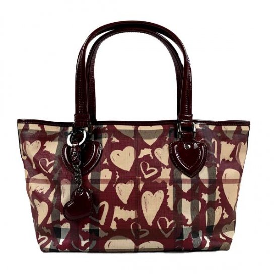 BURBERRY バーバリー ノヴァチェック ハート柄 PVC/パテント トートバッグ