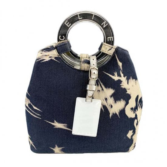 CELINE セリーヌ サークルロゴハンドル キャンバス ハンドバッグ
