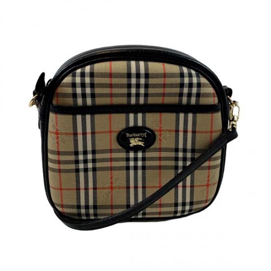 BURBERRY バーバリー チェック柄 キャンバス/レザー ショルダーバッグ