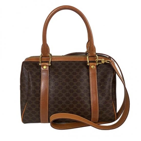 CELINE セリーヌ マカダム柄 PVC/レザー 2wayボストンバッグ
