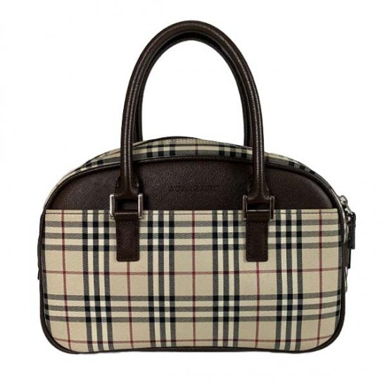 BURBERRY バーバリー チェック柄 キャンバス/PVC ハンドバッグ
