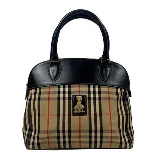 BURBERRY バーバリー チェック柄 キャンバス/レザー ハンドバッグ