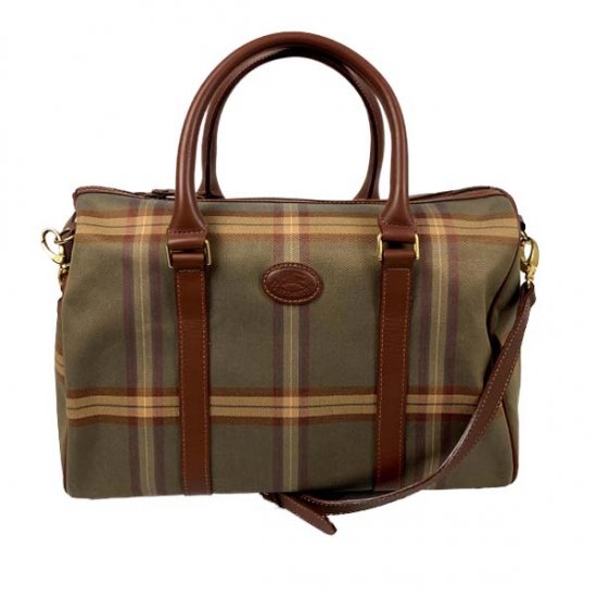 BURBERRY バーバリー チェック柄 キャンバス/レザー ボストンバッグ