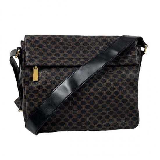 CELINE セリーヌ マカダム柄 PVC/レザー ショルダーバッグ