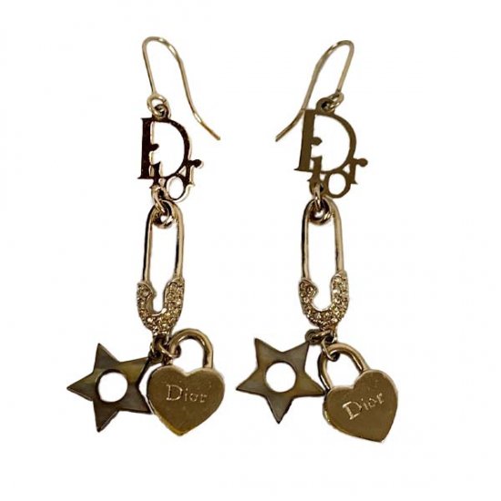 Dior ディオール ロゴ 安全ピン ハートカデナ スター ピアス