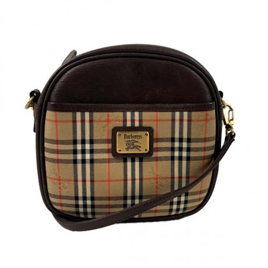 BURBERRY バーバリー チェック柄 キャンバス/レザー ショルダーバッグ