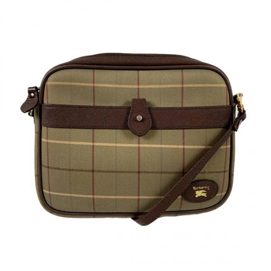 BURBERRY バーバリー チェック柄 キャンバス/レザー ショルダーバッグ