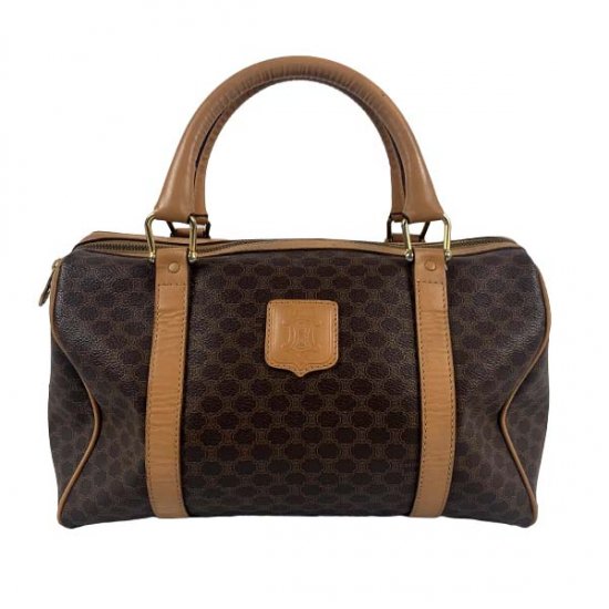 CELINE セリーヌ マカダム柄 PVC/レザー ボストンバッグ