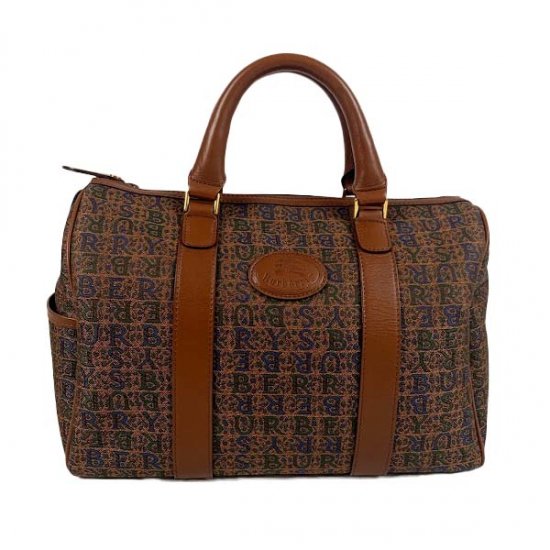 BURBERRY バーバリー 総柄 キャンバス/レザー ボストンバッグ