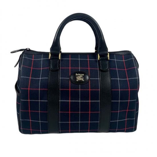 BURBERRY バーバリー チェック柄 キャンバス/レザー ボストンバッグ
