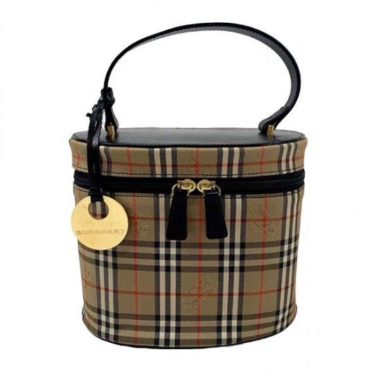 BURBERRY バーバリー チェック柄 キャンバス/レザー バニティバッグ