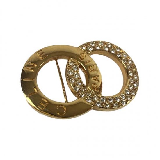 CELINE セリーヌ サークル ラインストーン ブローチ