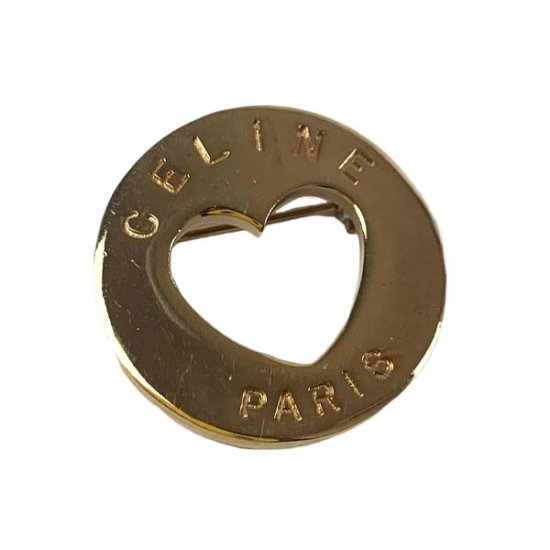 CELINE セリーヌ ロゴ ハート ブローチ