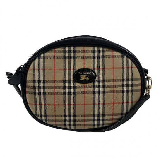 BURBERRY バーバリー チェック柄 キャンバス/レザー ショルダーバッグ