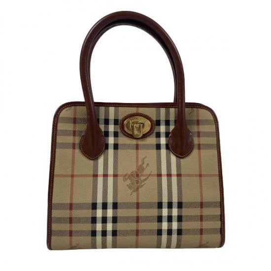 BURBERRY バーバリー チェック柄 PVC/レザー ハンドバッグ
