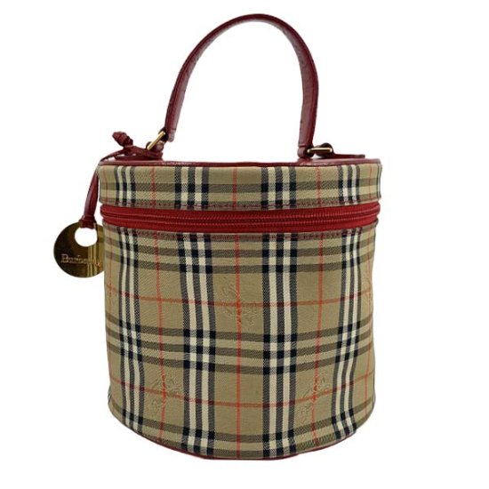 BURBERRY バーバリー チェック柄 キャンバス/レザー バニティバッグ