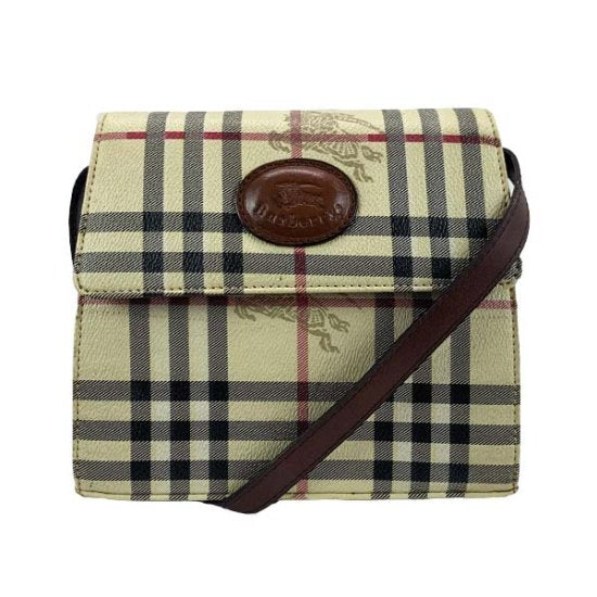 BURBERRY バーバリー チェック柄 キャンバス/レザー ショルダーバッグ