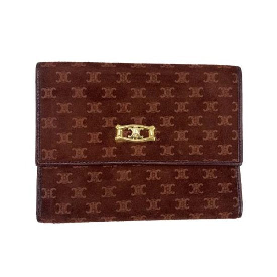 CELINE セリーヌ マカダム スエード/レザー 三つ折り財布