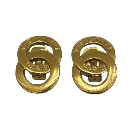 CELINE セリーヌ ロゴ ダブルサークル イヤリング