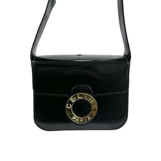 CELINE セリーヌ サークルロゴ エナメル ワンショルダーバッグ