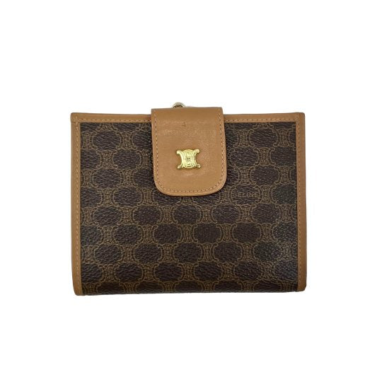 CELINE セリーヌ マカダム PVC/レザー 二つ折り財布 