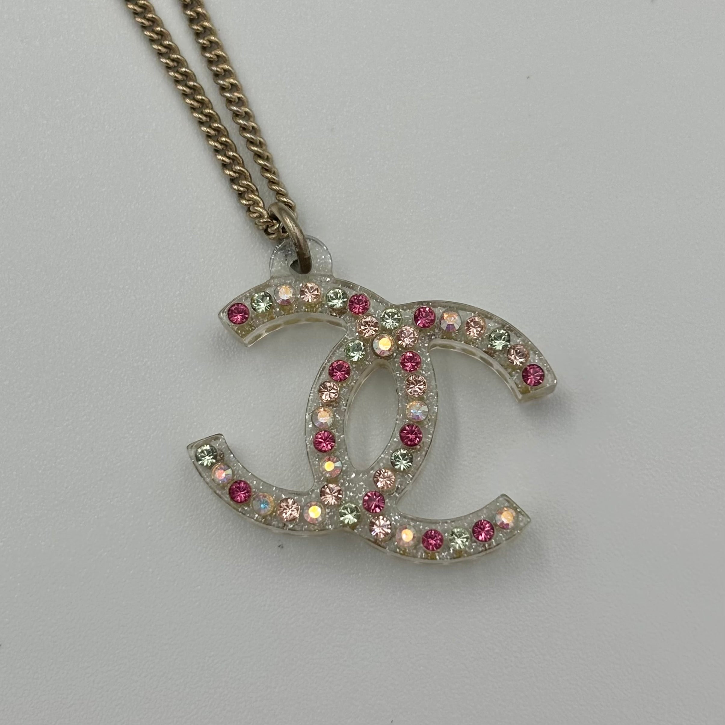 CHANEL ココマーク ラインストーン クリアネックレス