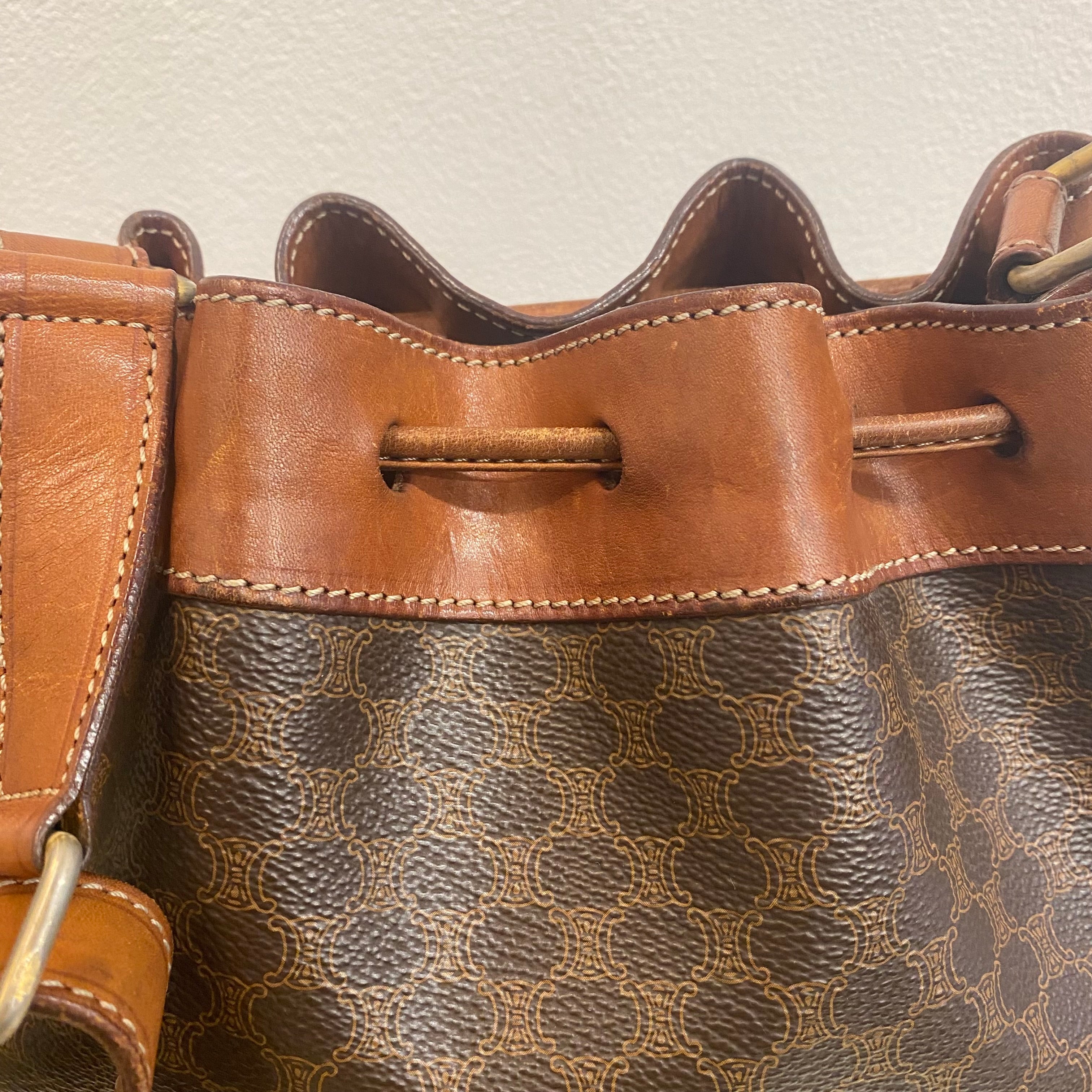 CELINE マカダム 巾着ショルダーバッグ