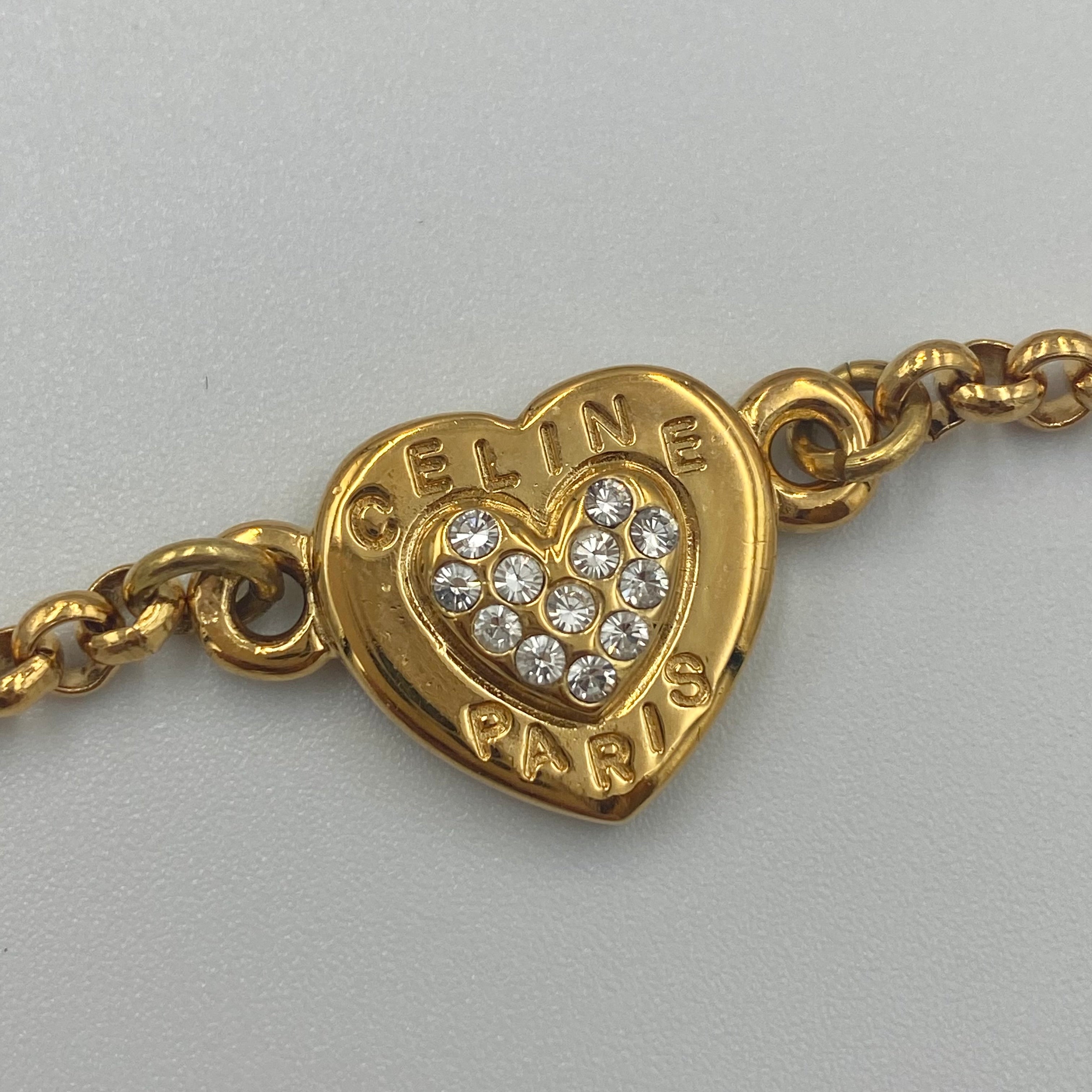 CELINE ハート ラインストーン ブレスレット