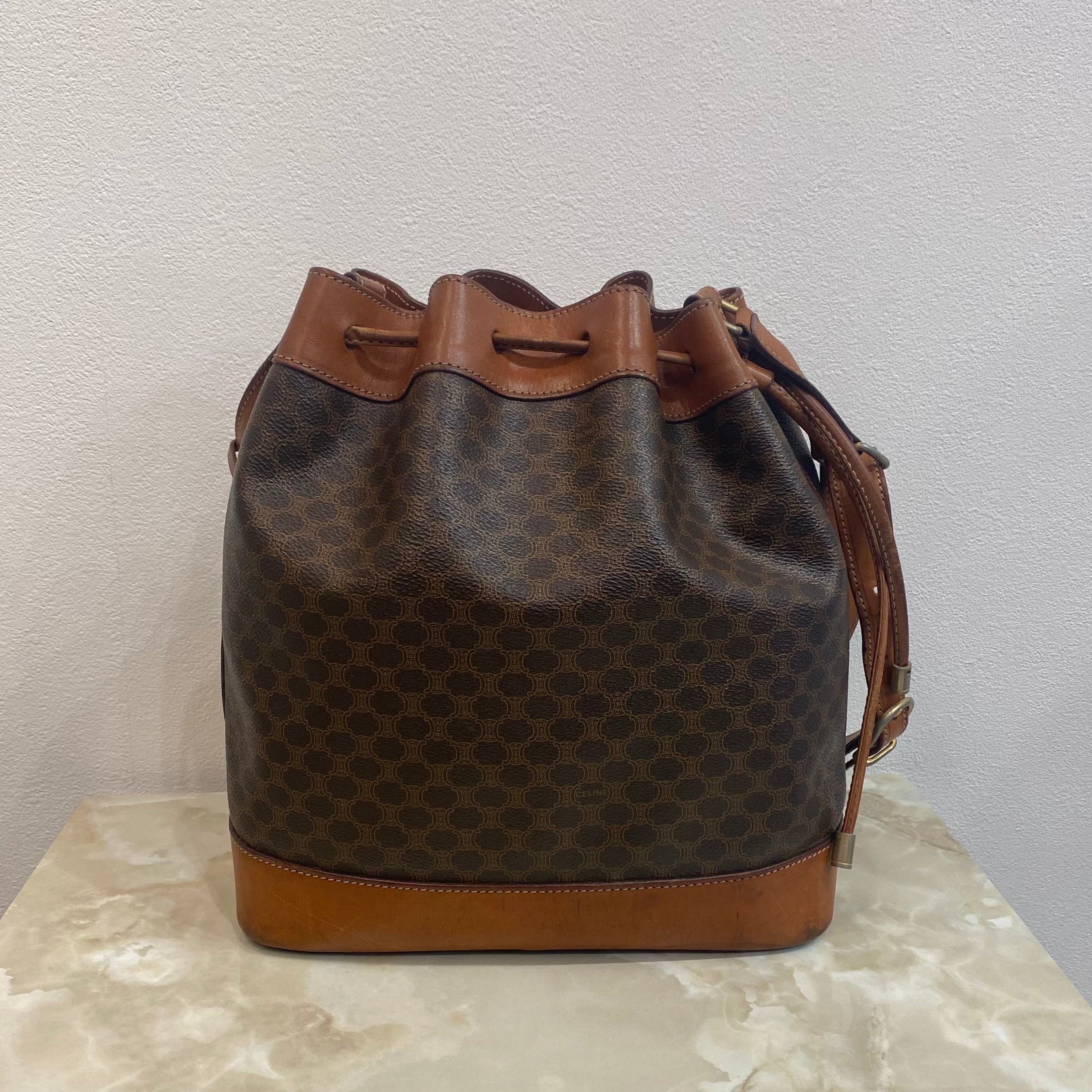 CELINE マカダム 巾着ショルダーバッグ