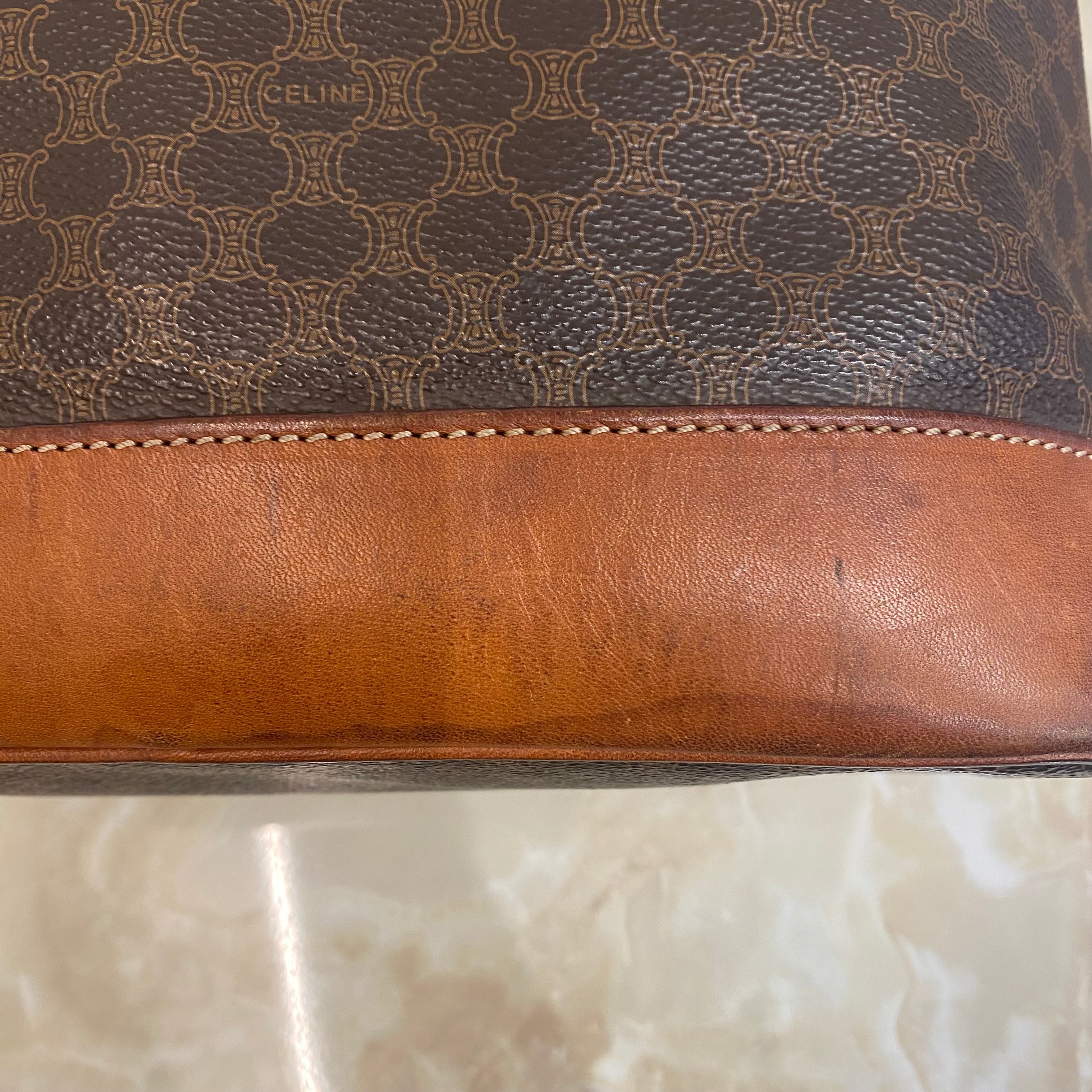 CELINE マカダム 巾着ショルダーバッグ