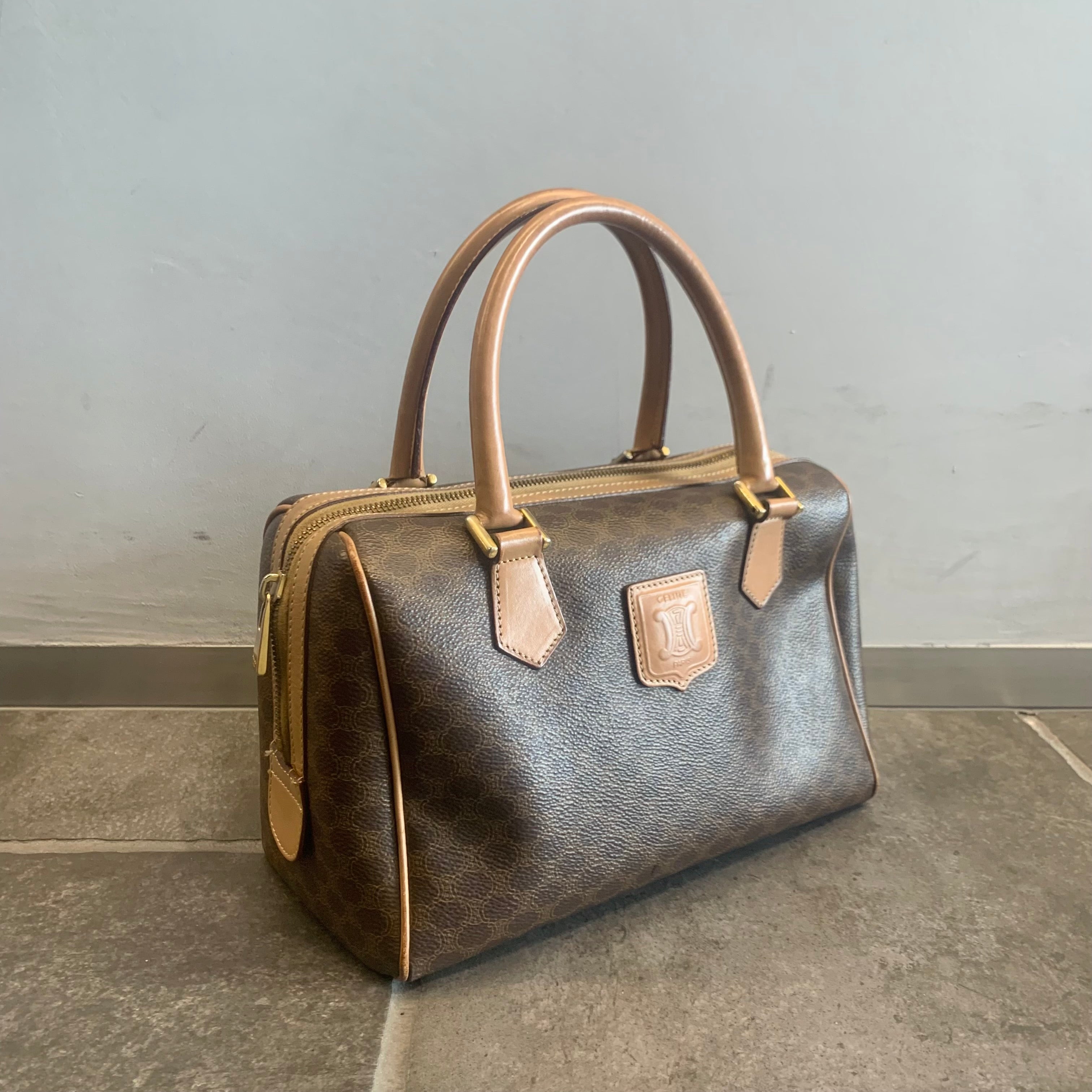 CELINE マカダム PVC/レザー ミニボストンバッグ