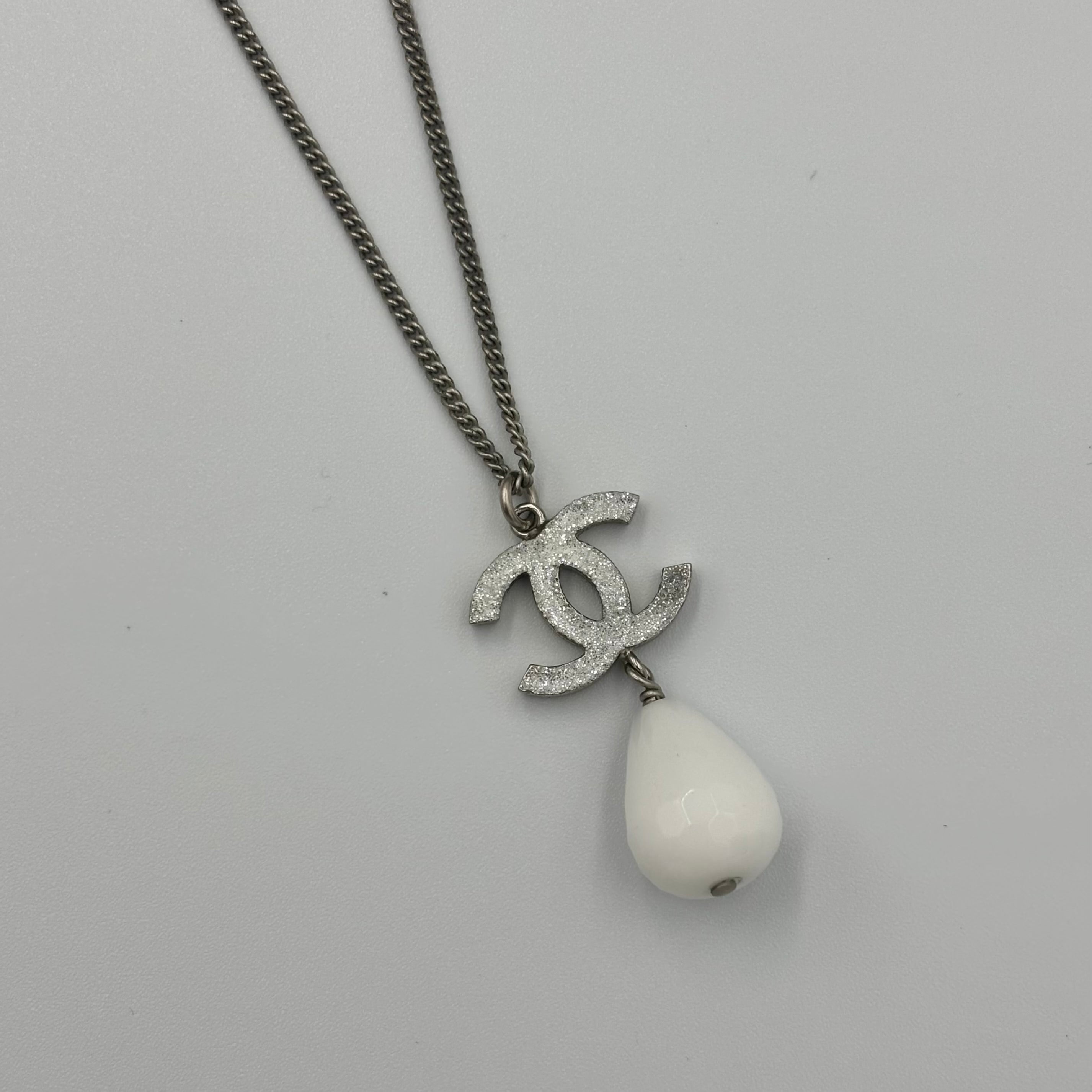 CHANEL ココマーク ティアドロップ ストーン ネックレス