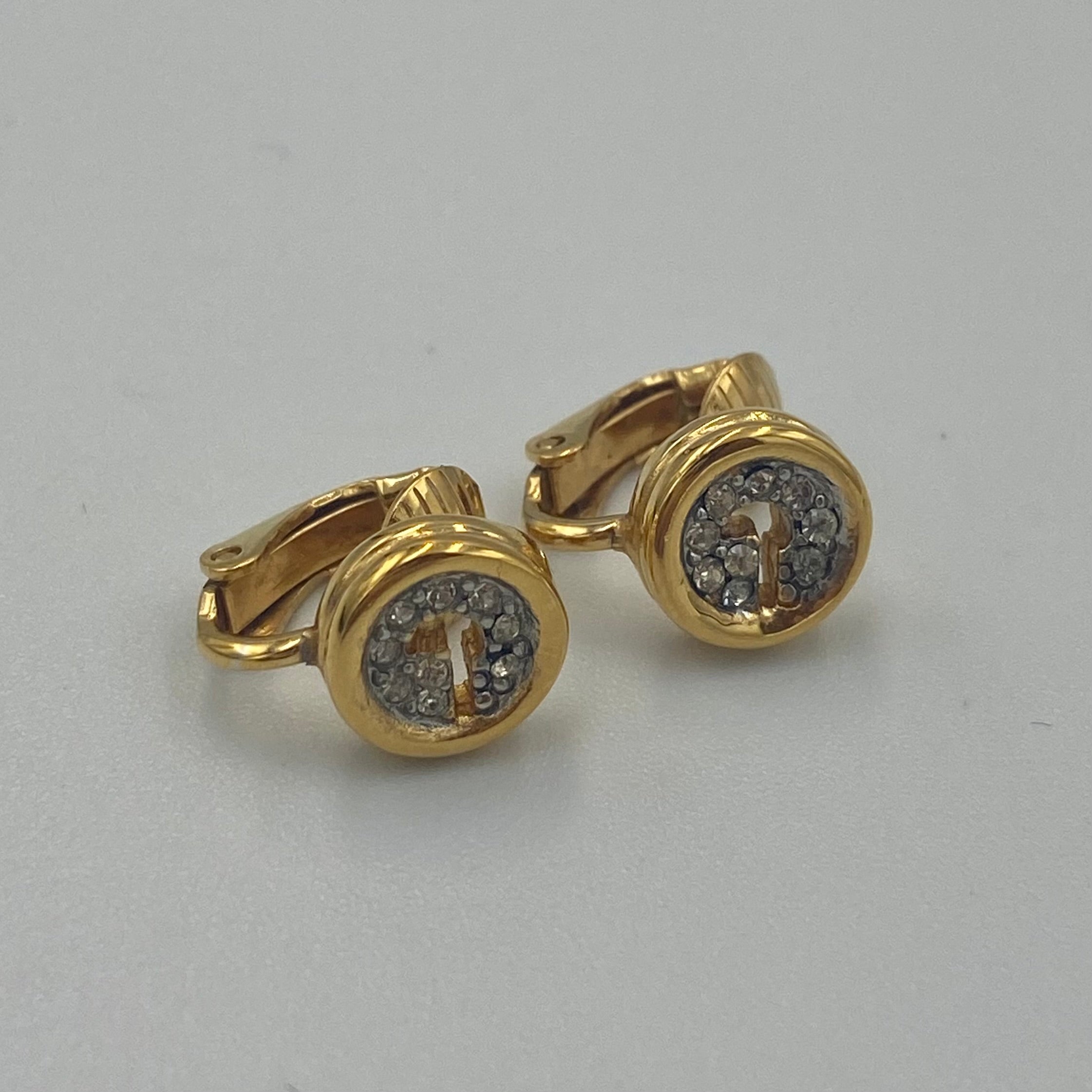 GIVENCHY Gロゴ ラインストーン ラウンドイヤリング